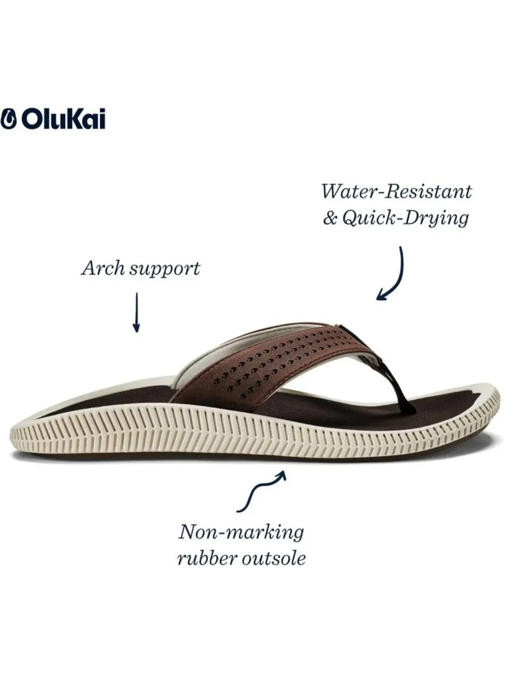 Men's Wood Colour Synthetic Beach Sandals Water Resistant Flip Flops Comfort Fit